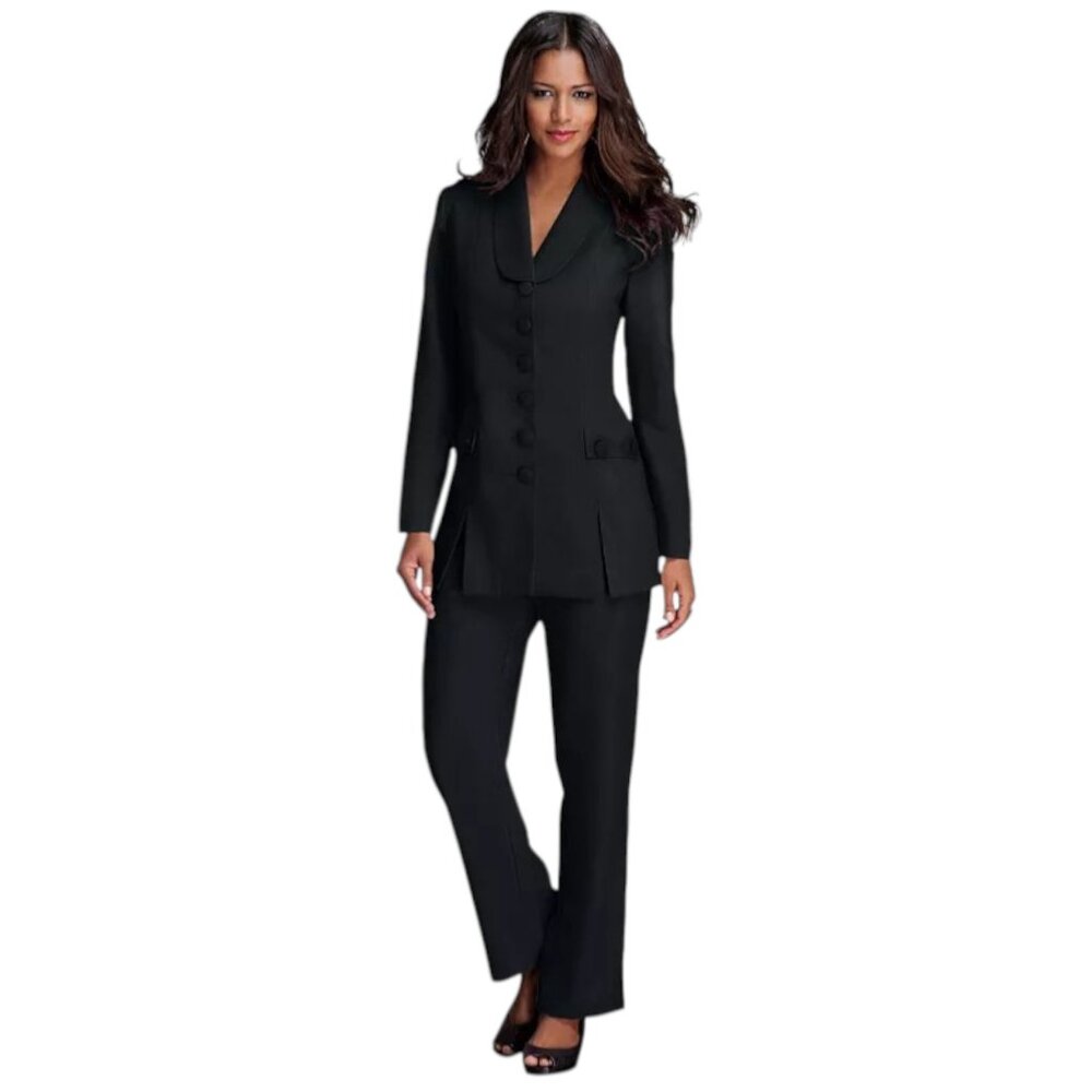 Roaman’s Black Shawl Collar Pant Suit Set Size 26W NWOT